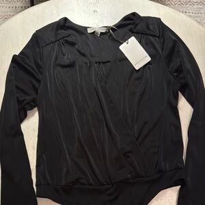 Green Envelope Black Ruched Sailor Collar Bodysuit